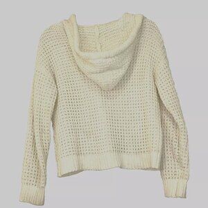 No Boundaries Hooded Cropped Open Weave Sweater size Large Juniors